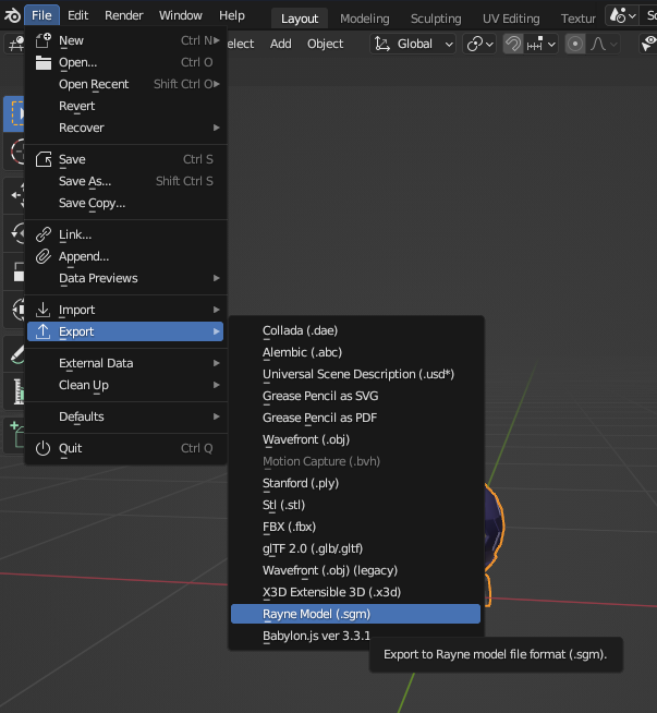 Import SGM Menu